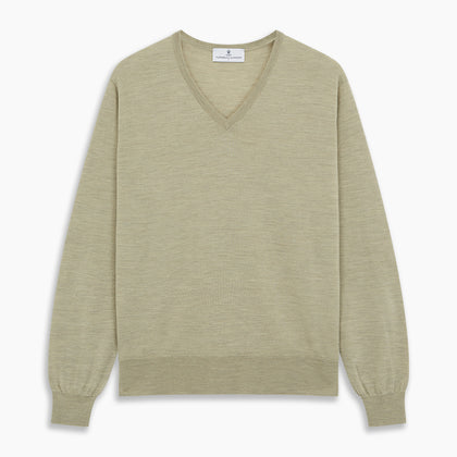 Light Green Kennedy Merino V-Neck Jumper Image 3