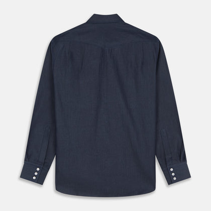 Navy Weekend Fit Larkin Shirt With Dorset Collar And 3-Button Cuffs Image 4
