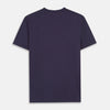 View 4 of product The Turnbull & Asser Navy Davey Cotton T-Shirt is a short-sleeve crew neck in solid dark blue, crafted from fine-gauge jersey and shown flat against a white background.