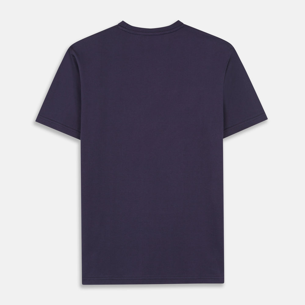 The Turnbull & Asser Navy Davey Cotton T-Shirt is a short-sleeve crew neck in solid dark blue, crafted from fine-gauge jersey and shown flat against a white background.