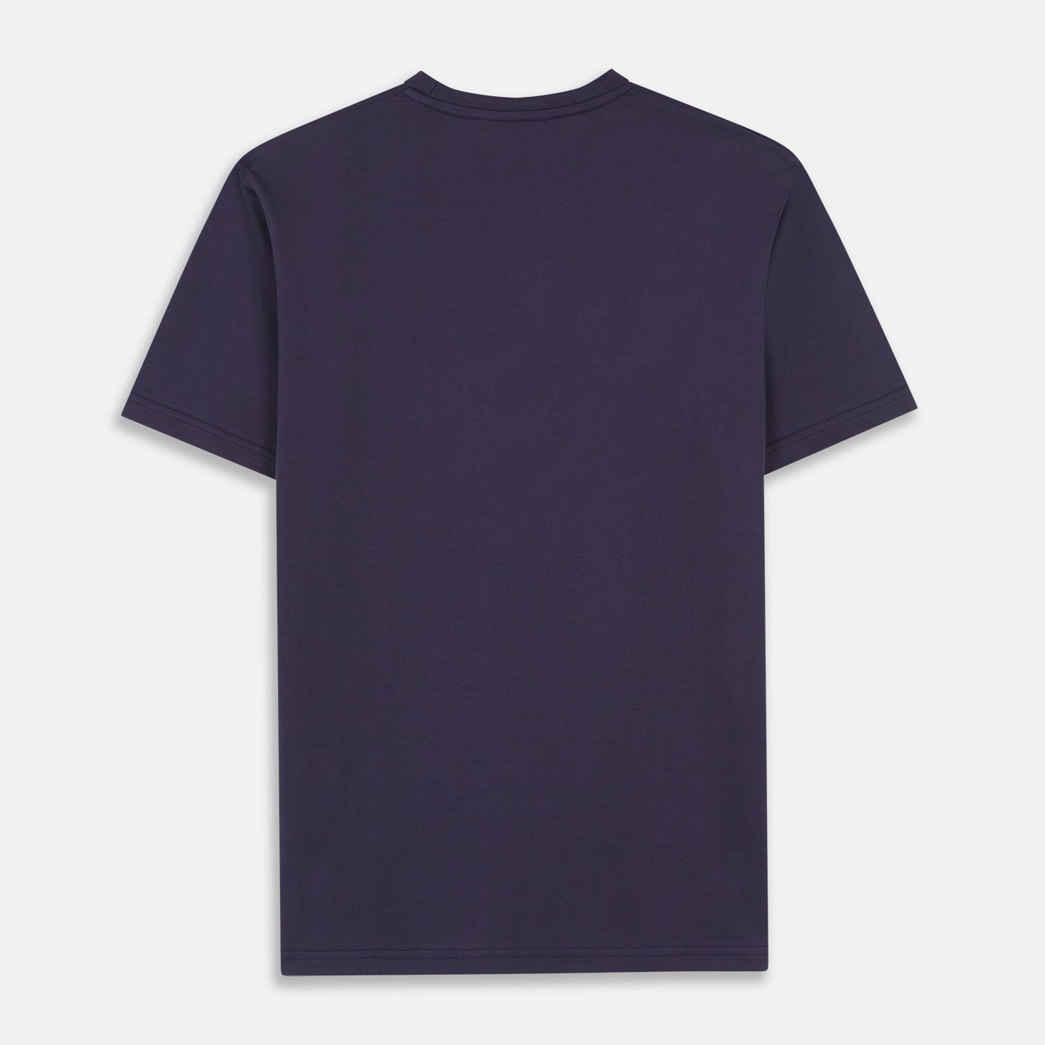 View 4 of product The Turnbull & Asser Navy Davey Cotton T-Shirt is a short-sleeve crew neck in solid dark blue, crafted from fine-gauge jersey and shown flat against a white background.