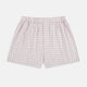 The Pink Graph Check Godfrey Boxer Shorts by Turnbull & Asser feature a comfortable waistband and thin pink grid lines on cotton. These luxury boxers are shown laid flat against a white background.