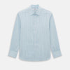 View 1 of product Blue and green multi-stripe Westminster shirt by Turnbull & Asser, featuring a pointed collar and buttoned cuffs—a refined example of British craftsmanship on a plain white background.