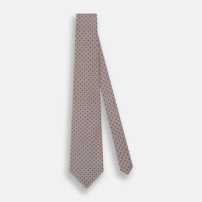 Navy and Lilac Micro Dot Silk Tie Image 1