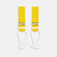 Turnbull & Asser's Golden Adjustable Felt Braces: two bright yellow fabric straps with silver clips and white leather loops, arranged vertically on a plain white background.