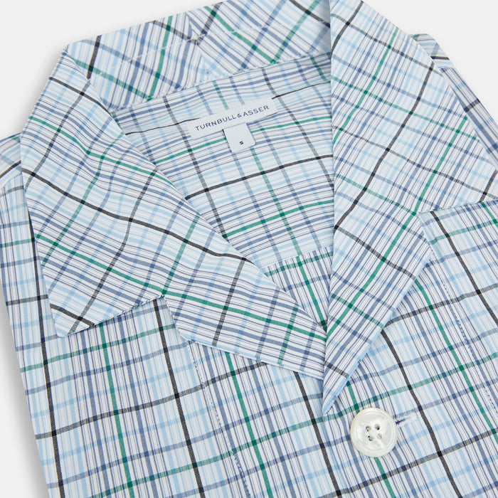 Blue and Green Multi Check Pyjama Shirt Image 1