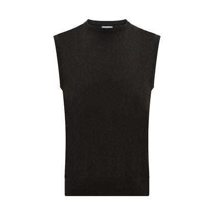 Dark Brown Cashmere Round Neck Vest Image 3