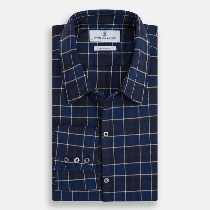 Navy and White Check Windsor Shirt Image 4