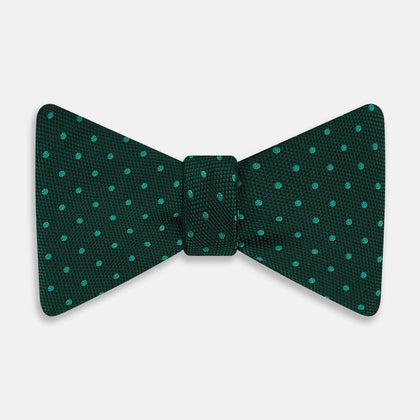 Turquoise and Forest Green Mirco Dot Silk Bow Tie