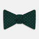 The Turnbull & Asser Turquoise and Forest Green Micro Dot Silk Bow Tie features small light green spots on a dark background, offering a stylish accessory for any occasion.