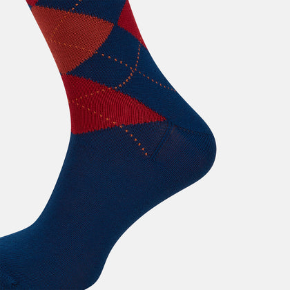 Royal Blue Check Mid-Length Socks Image 3