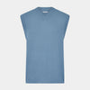 View 1 of product The Turnbull & Asser Pale Blue Fine Merino V-Neck Vest features a sleeveless design, knit texture, and classic V-neckline, shown against a plain white background.
