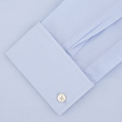 Tailored Fit Two-Fold 120 Light Blue Cotton Shirt with Kent Collar and Double Cuffs Image 1