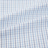View 6 of product The Turnbull & Asser Navy and Blue Multi Check Mayfair Shirt features a T&A collar, button cuffs, and a blue checkered pattern. This long-sleeve, button-up shirt is shown on a white background.
