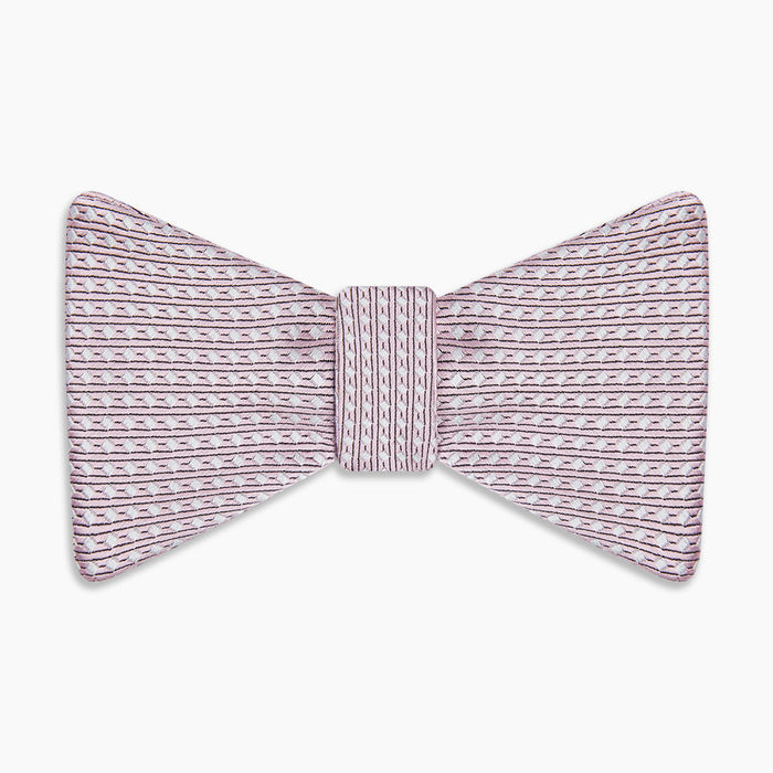 Pale Pink and White Square Silk Bow Tie Image 3
