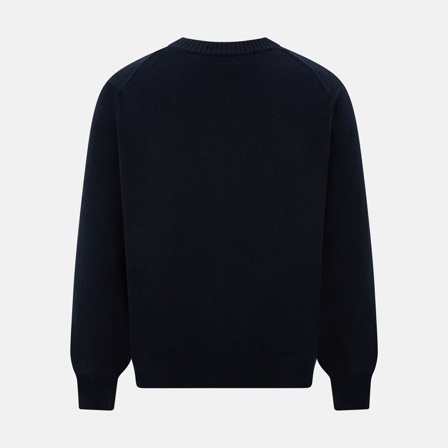 View 3 of product The Navy V-Neck Cashmere Cardigan by Turnbull & Asser features a button-up front, ribbed cuffs and hem, and two front pockets—a classic from our knitwear collection.