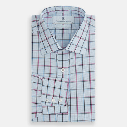 Blue and Pink Tattersall Check Mayfair Shirt Image 3