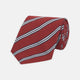 The Turnbull & Asser GGT92000 3042 48 OS is a rolled-up red cotton silk stripe tie with diagonal white and navy blue stripes, displayed on a plain white background.