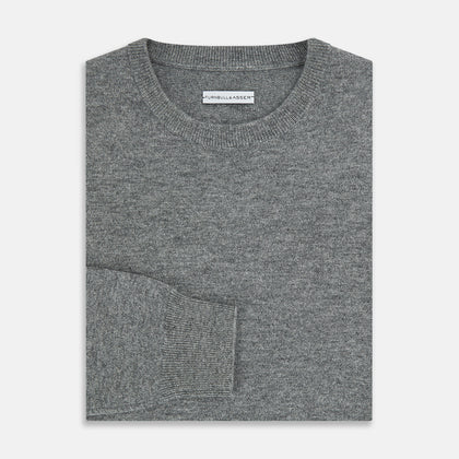 Grey Melange Cashmere Round Neck Jumper Image 3
