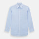 The Turnbull & Asser PALE BLUE LINEN MAYFAIR SHIRT features long sleeves, a classic collar, and lightweight linen fabric in a refined Mayfair fit, shown on a white background.