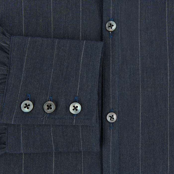 Navy Melange Wide Stripe Westminster Shirt Image 3