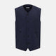 The Turnbull & Asser Navy Linen Twill Waistcoat is a sleeveless V-neck vest featuring two zippered side pockets and a chest pocket, shown on a plain white background.