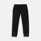 A pair of Turnbull & Asser Black Italian Selvedge Denim Jeans with a five-pocket design, button closure, and cuffed hems, displayed flat on a white background.