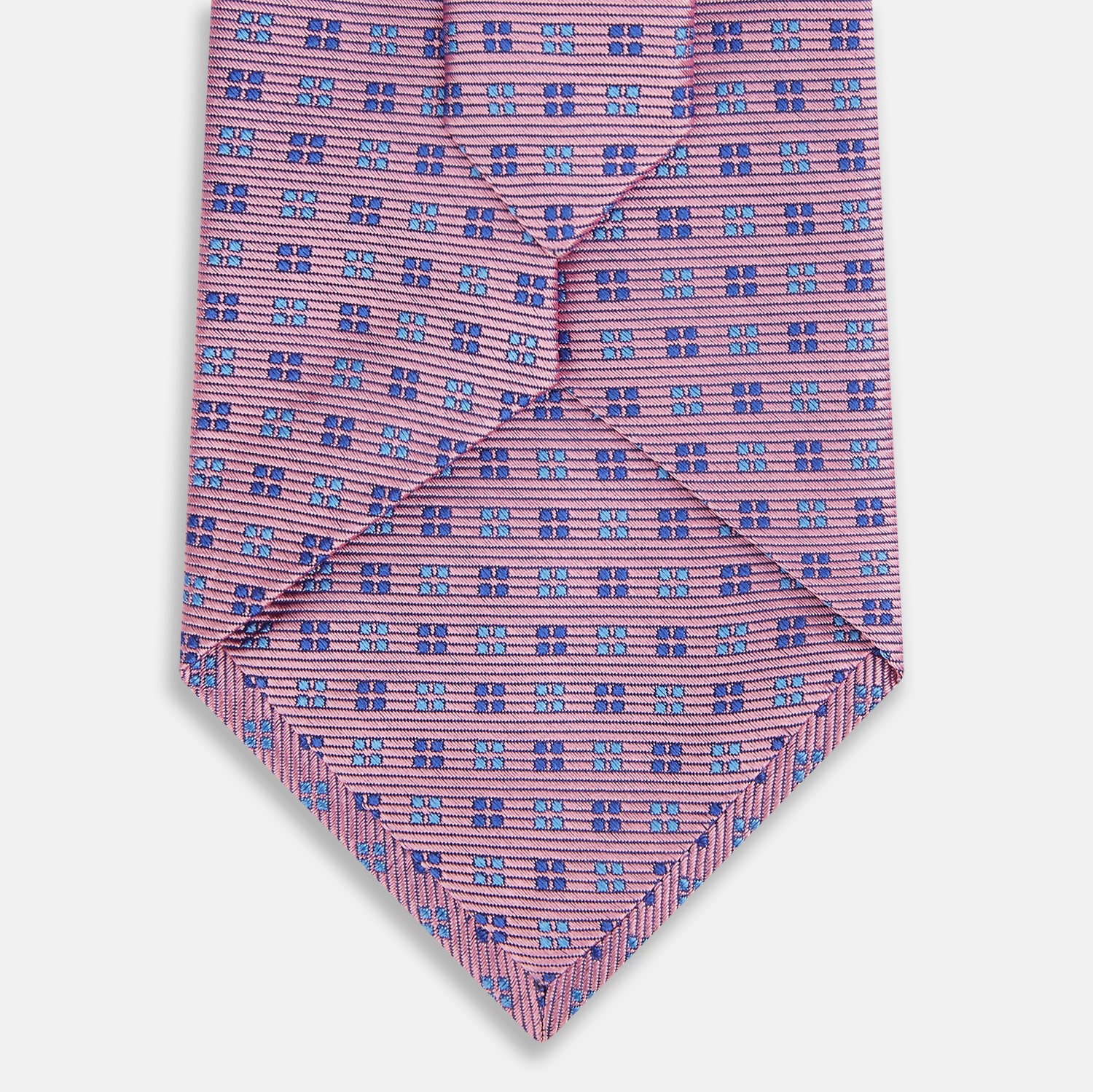 View 3 of product The Turnbull & Asser Blue and Pink Multi Dot Silk Tie adds a stylish, modern touch to office attire.