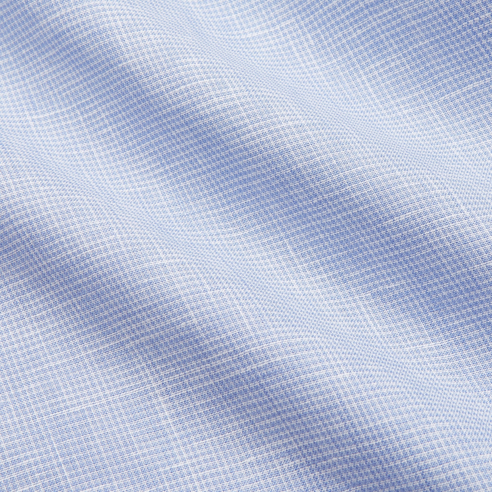 View 3 of product Turnbull & Asser's Pale Blue Check Linen Regular Fit Mayfair Shirt features a classic collar, front pocket, and buttoned cuffs—a breezy update to the traditional check shirt.