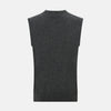 View 3 of product The Turnbull & Asser Charcoal Grey Cashmere Round Neck Vest is a sleeveless knit sweater vest shown against a plain white background.
