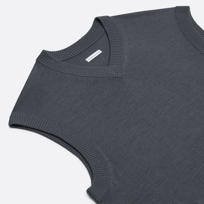 Grey Fine Merino V-Neck Vest Image 1