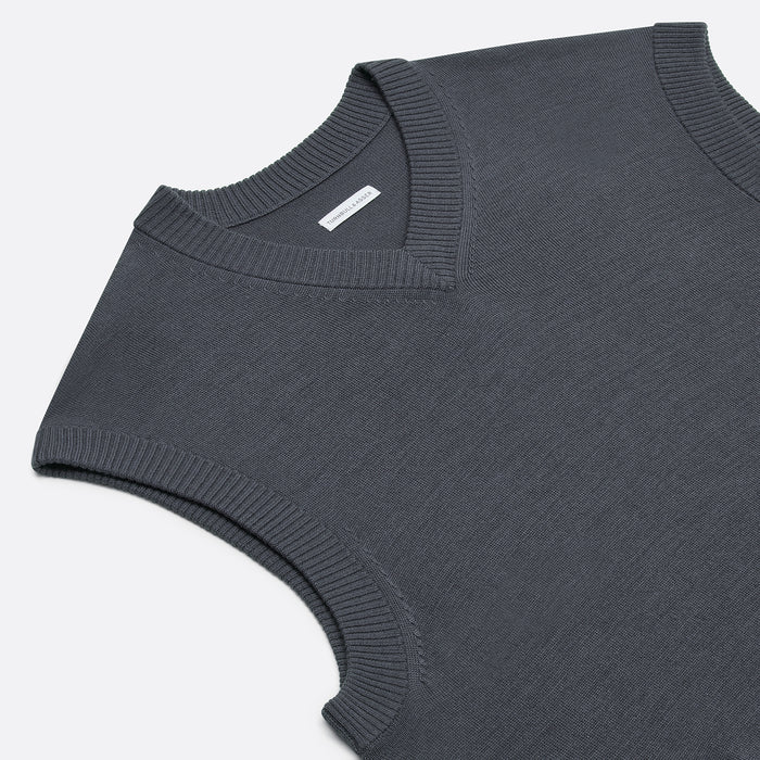 Grey Fine Merino V-Neck Vest Image 1