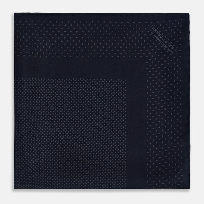 Navy and Charcoal Dot Silk Pocket Square Image 3