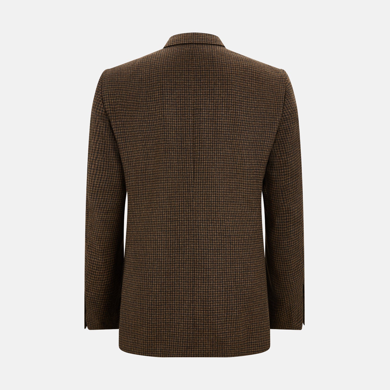 View 3 of product The Turnbull & Asser Brown Gingham Check Sports Jacket features a single button closure, notched lapels, and two front flap pockets, shown against a plain white background.