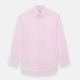 The Turnbull & Asser Pink Mayfair Shirt features long sleeves, a classic collar, and white buttons—a refined choice for any men's wardrobe. Laid flat against a white background, it highlights timeless style and craftsmanship.