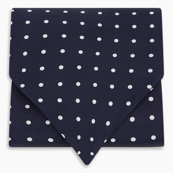 White Dot and Navy Silk Cravat Image 4