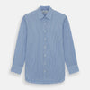 View 1 of product The Turnbull & Asser Light Blue Gingham Check Shirt features a T&A collar, 3-button cuffs, classic gingham pattern, and white buttons down the front, shown laid flat on a white background.