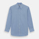 The Turnbull & Asser Light Blue Gingham Check Shirt features a T&A collar, 3-button cuffs, classic gingham pattern, and white buttons down the front, shown laid flat on a white background.