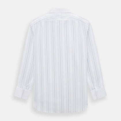 Pale Blue Multi Stripe Shirt with Contrast Collar and Double Cuffs Image 2
