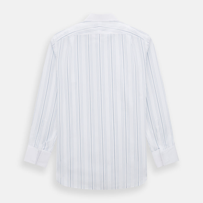 Pale Blue Multi Stripe Shirt with Contrast Collar and Double Cuffs Image 2