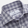 View 3 of product The Turnbull & Asser Grey Multi Check Cotton Tailored Fit Shelton Shirt is neatly laid flat on a white background.