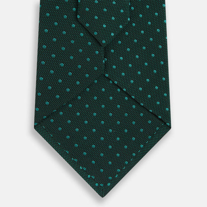 Dark Green Micro Dot Silk Tie Image 2