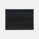 The BLACK LEATHER CARD HOLDER by Turnbull & Asser features multiple card slots and an embossed logo on front, crafted in minimalist black leather and showcased on a plain white background.