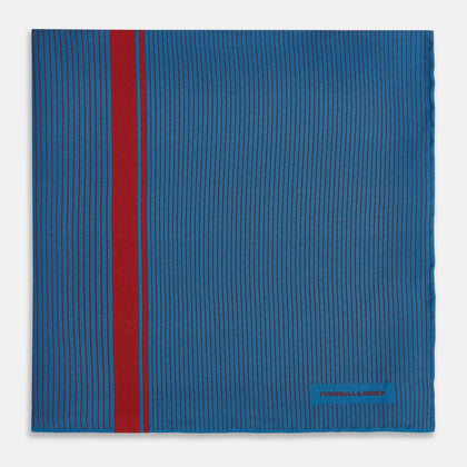Blue and Red Stripe Silk Pocket Square Image 2