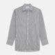 The Turnbull & Asser Grey Gingham Check Cotton Melange Regular Fit Mayfair Shirt, shown flat against a white background, offers a classic designer look with its small black and white check pattern and button-down design.