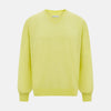 View 1 of product The Turnbull & Asser Bright Yellow Cashmere V-neck Jumper, a plain long-sleeved knitwear sweater, is showcased against a white background.