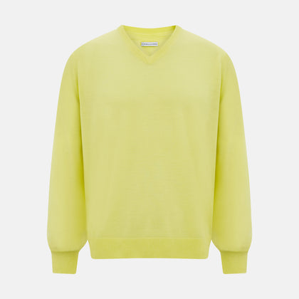 Bright Yellow Cashmere V-neck Jumper