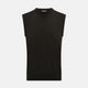 A dark brown cashmere round neck vest by Turnbull & Asser, sleeveless and displayed against a plain white background.