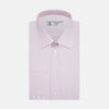 View 1 of product The Turnbull & Asser Pink Hairline Stripe Shirt features a T&A collar and 3-button cuffs, shown neatly folded against a white background—perfect as a smart office shirt.