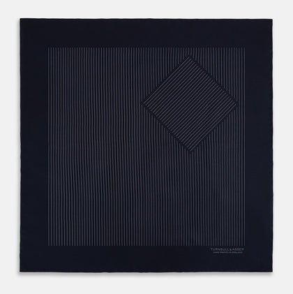 Navy and Charcoal Stripe Silk Pocket Square Image 2